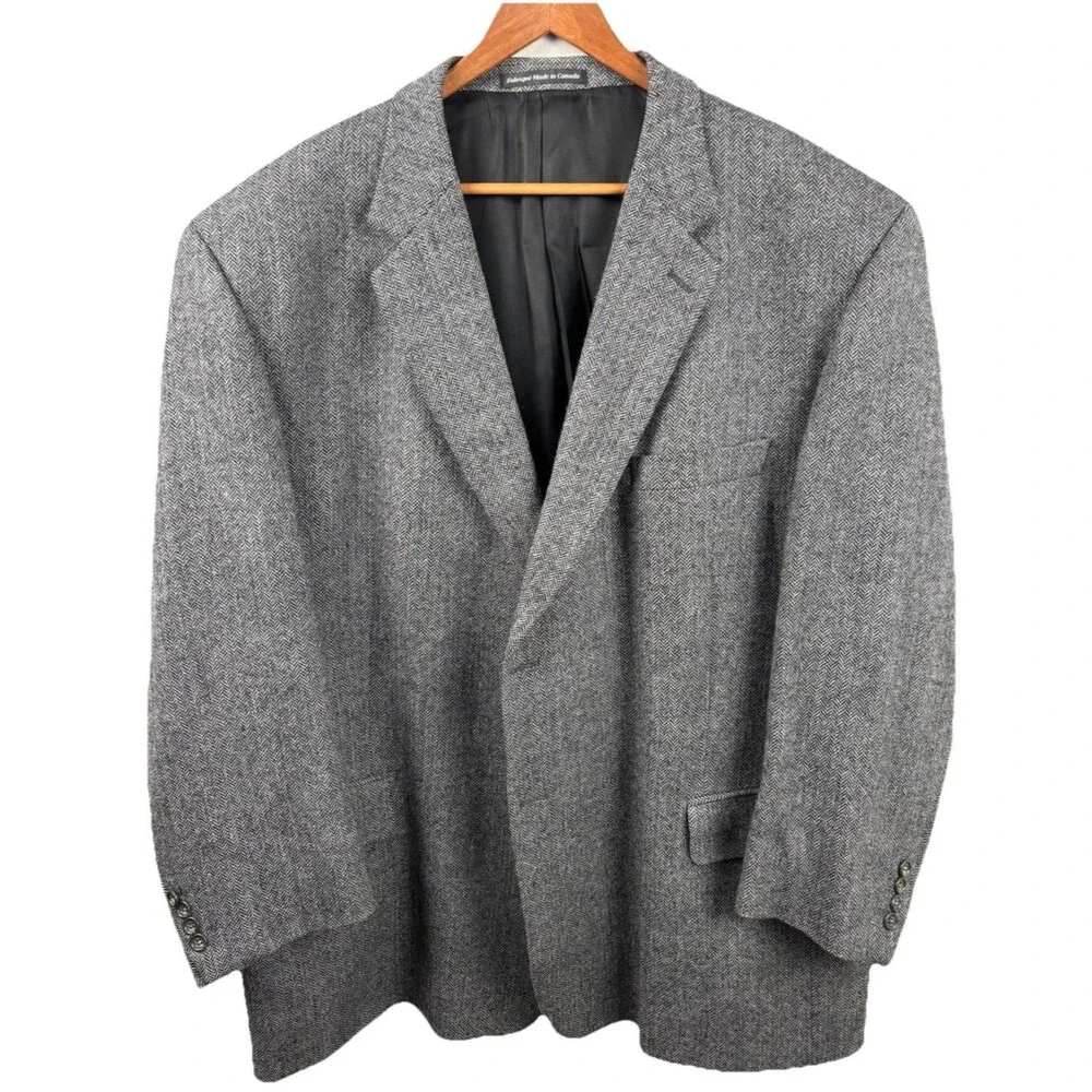 S Cohen Herringbone Tweed Mens Blazer 100% Wool Gray Sport Coat Jacket Men’s 54R